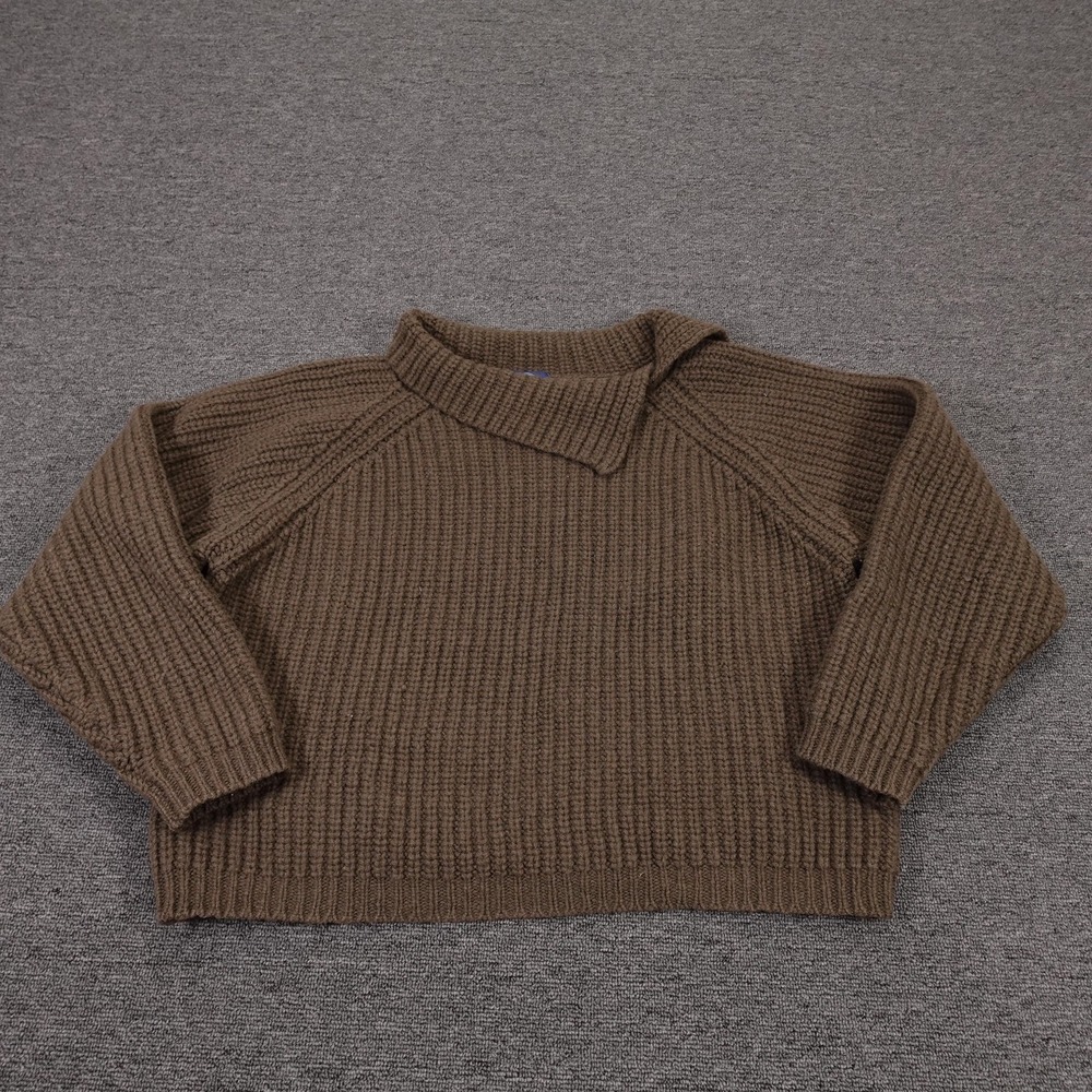 Vintage Gap Sweater Womens Medium Brown 100% Wool Mock Neck Chunky Knit Pullover